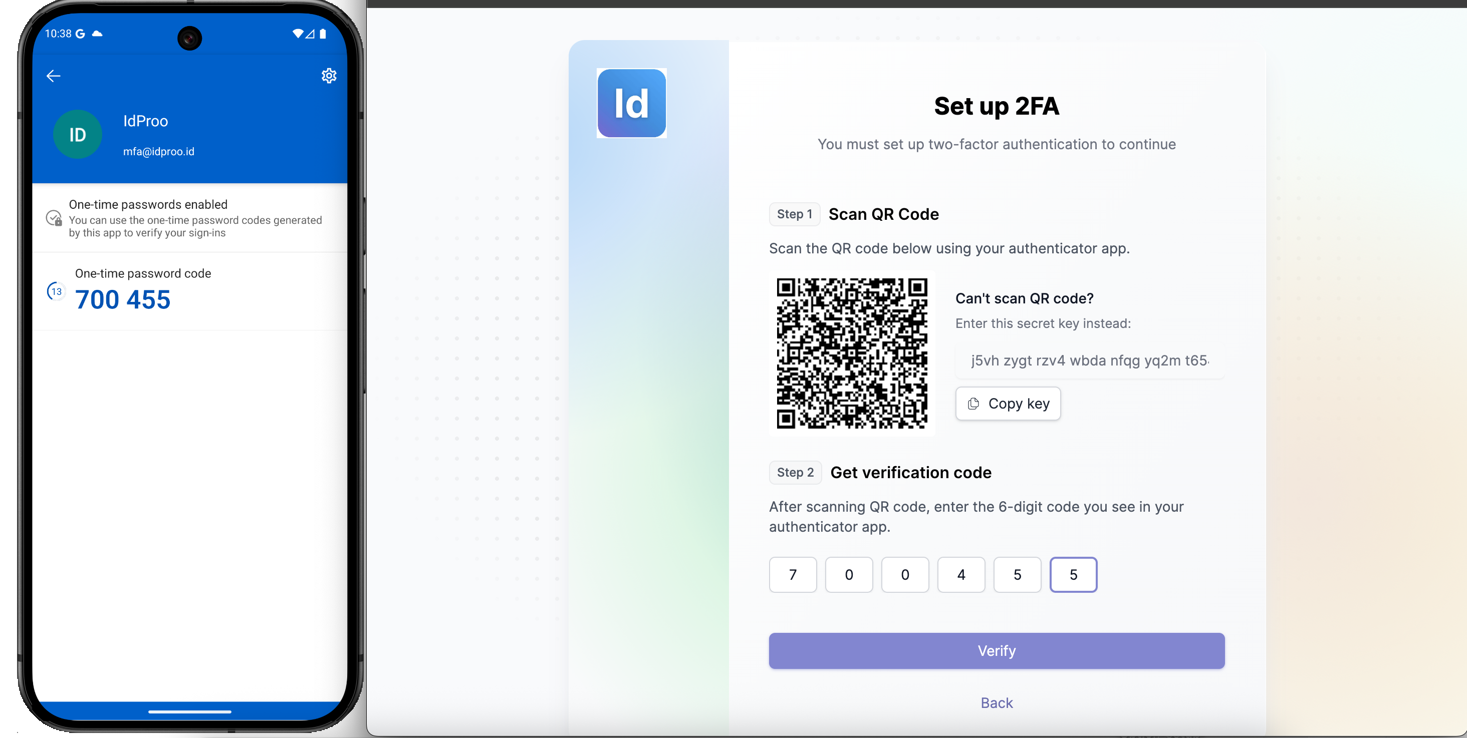 Langkah 6 - Input kode OTP dan klik Verify